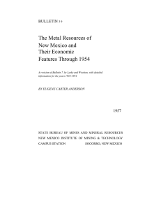 The Metal Resources of New Mexico and Their Economic Features Through 1954