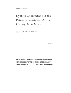Kyanite Occurrences in the Petaca District, Rio Arriba County, New Mexico BULLETIN 47