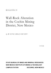Wall-Rock Alteration in the Cochin Mining District, New Mexico BULLETIN 59