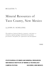 Mineral Resources of Taos County, New Mexico BULLETIN 71 by