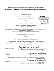 An  Investigation  of the  Reaction  Kinetics ... Wastewater  Treatment using  Suspended  Titanium Dioxide ...