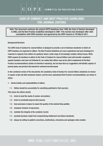 CODE OF CONDUCT AND BEST PRACTICE GUIDELINES FOR JOURNAL EDITORS