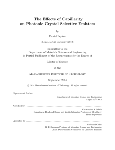 The Effects of Capillarity on Photonic Crystal Selective Emitters