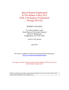 Special Report:Employment In The Hudson Valley 2013 With A Preliminary Examination Through 2014.Q3