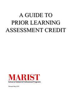 A GUIDE TO PRIOR LEARNING ASSESSMENT CREDIT