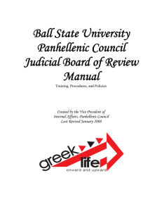 Ball State University Panhellenic Council Judicial Board of Review Manual