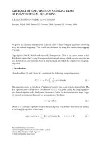 EXISTENCE OF SOLUTIONS OF A SPECIAL CLASS OF FUZZY INTEGRAL EQUATIONS