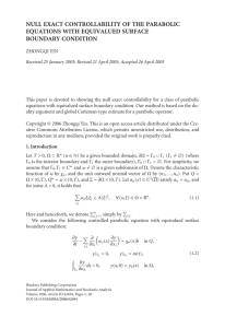 NULL EXACT CONTROLLABILITY OF THE PARABOLIC EQUATIONS WITH EQUIVALUED SURFACE BOUNDARY CONDITION