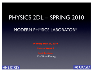 PHYSICS 2DL – SPRING 2010 MODERN PHYSICS LABORATORY Prof. Brian Keating