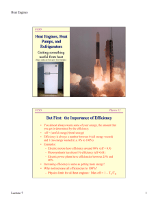 Heat Engines Lecture 7 1 Physics 12