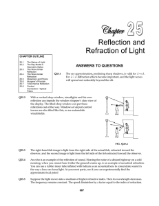 Reflection and Refraction of Light  ANSWERS TO QUESTIONS