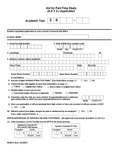 2 0 - Aid for Part-Time Study (A.P.T.S.) Application