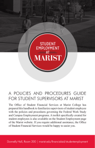 A POLICIES AND PROCEDURES GUIDE FOR STUDENT SUPERVISORS AT MARIST