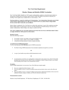New York State Requirement Measles, Mumps and Rubella (MMR) Vaccination