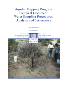 Aquifer Mapping Program Technical Document: Water Sampling Procedures, Analysis and Systematics