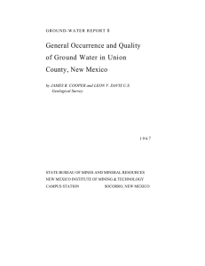 General Occurrence and Quality of Ground Water in Union County, New Mexico 8