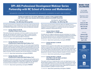 DPI~AIG Professional Development Webinar Series