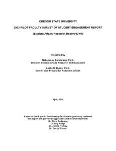 OREGON STATE UNIVERSITY 2003 PILOT FACULTY SURVEY OF STUDENT ENGAGEMENT REPORT