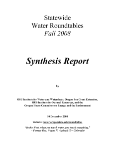 Synthesis Report Statewide Water Roundtables Fall 2008