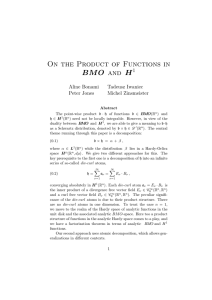On the Product of Functions in BM O 1 Aline Bonami