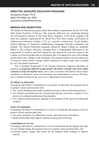 MASTER OF ARTS IN EDUCATION 133 DIRECTOR, GRADUATE EDUCATION PROGRAMS