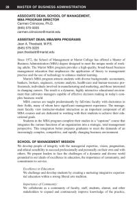 Master of Business adMinistration 28 assoCiate dean, sCHooL of ManaGeMent, MBa ProGraM direCtor