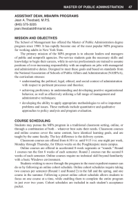 Master of Public adMinistration 47 assistant dean, Mba/MPa ProGraMs Mission and obJectiVes