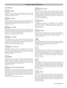 COURSE DESCRIPTIONS ACCOUNTING Financial Statement Analysis Financial Accounting