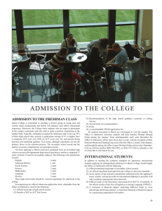 aDmissiON TO THe  COLLeGe AdmiSSion to tHe FReSHmAn cLASS