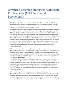 Advanced Teaching Standards/Candidate Proficiencies (MA Educational Psychology):