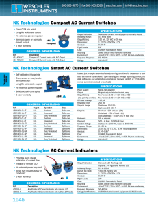 NK Technologies Compact AC Current Switches SPECIFICATIONS ORDERING INFORMATION