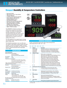 Newport Humidity &amp; Temperature Controllers ORDERING INFORMATION