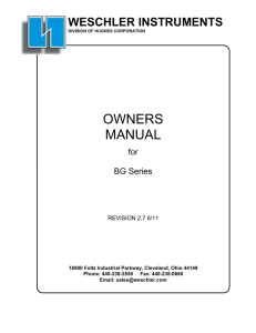 OWNERS MANUAL WESCHLER INSTRUMENTS for