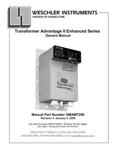 Transformer Advantage II Enhanced Series Owners Manual Manual Part Number OMAMT200