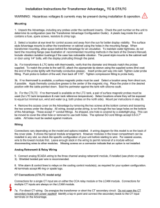 ! Installation Instructions for Transformer Advantage TC &amp; CT/LTC