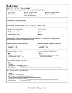 DNP V3.00 DEVICE PROFILE DOCUMENT