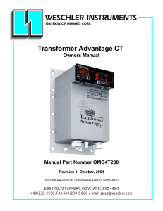 Transformer Advantage CT Owners Manual Manual Part Number OMG4T200 Revision 1, October, 2004