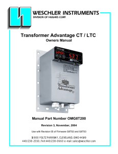 Transformer Advantage CT / LTC Owners Manual Manual Part Number OMG8T200