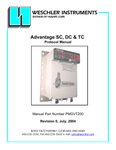 Advantage SC, DC &amp; TC Protocol Manual Revision 0, July, 2004