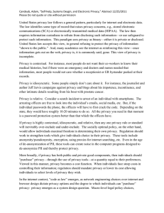 Candeub, Adam, “Self‐help, Systems Desgin, and Electronic Privacy,” Abstract 12/25/2011    Please Do not quote or cite without permission 