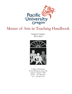 Master of Arts in Teaching Handbook Eugene Campus 2013-2014