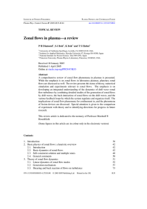 Zonal flows in plasma—a review TOPICAL REVIEW P H Diamond , S-I Itoh