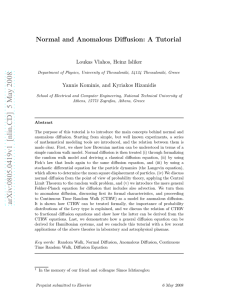 Normal and Anomalous Diffusion: A Tutorial Loukas Vlahos, Heinz Isliker