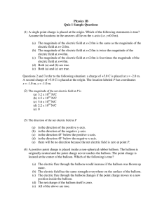 Physics 1B Quiz 1 Sample Questions