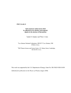 PSFC/JA-06-21 Self-consistent radial electric field in collisional screw-pinches and magnetic