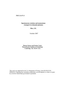 Spontaneous rotation and momentum transport in tokamak plasmas  Rice, J.E.