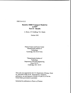 II Resistive  MHD  Transport Model  for an RFP Part