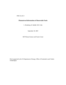 Plasmatron Reformation of Renewable Fuels