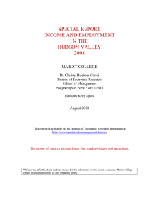 SPECIAL REPORT INCOME AND EMPLOYMENT IN THE HUDSON VALLEY