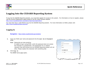 Logging Into the CEDARS Reporting System Quick Reference